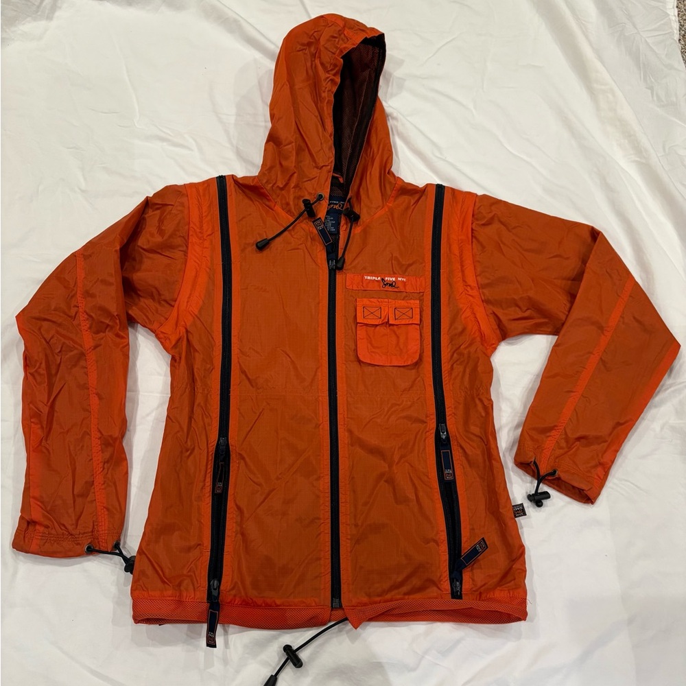 Vintage Triple 5 Soul NYC Orange Jacket Small windbreaker Multiple Zipper